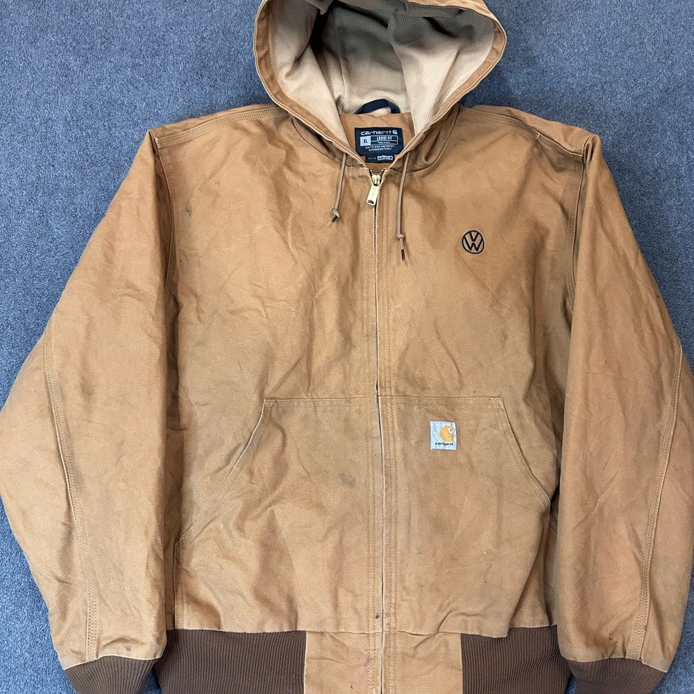 Carhartt Volkswagen Full Zip Canvas Jacket Mens XL Loose Fit 0J0131-M Tan Brown